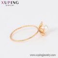 15433 xuping nouveau concepteur simple cercle romantique perle d&#39;eau douce 18 k plaqué or bague pour le mariage nuptiale